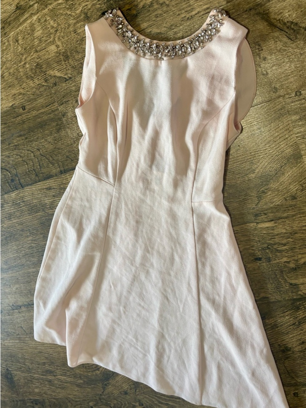 Dorothy Perkins Pale Pink Beaded Neck Mini Dress NWT size 4p